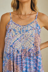 Pantheon Long Dress – Vintage Print Embroidered