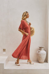 Regalia Long Jumpsuit – Solid Color with Classic Beadwork