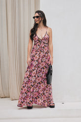 Aurora Long Dress – Psychedelic Print with Lace