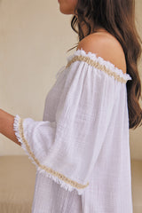 Aurora Blouse – Solid with Fringe & Lace Fusion