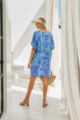 Lyra Short Tunic – Aqua Splash Tie Dye