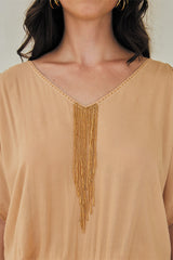 Renaissance Short Tunic – Solid Color with Classic Beadwork