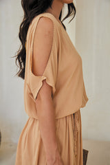 Renaissance Short Tunic – Solid Color with Classic Beadwork