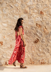 Jacinda Dress // Es Canar Tie Dye - Coral