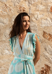 Robe portefeuille Izzy // Benirras Print - Celeste