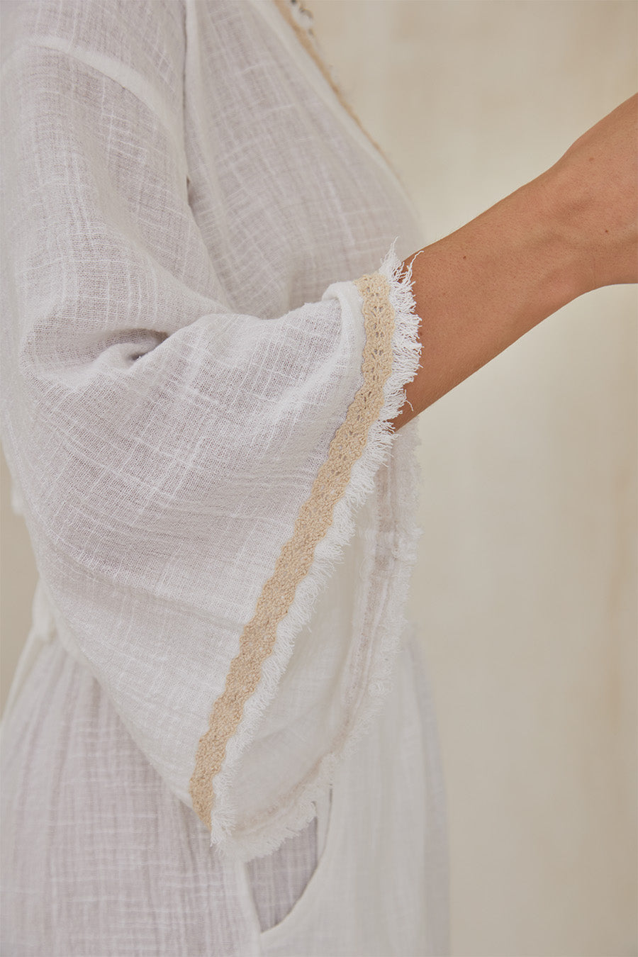 Flora Kimono Top – Solid with Delicate Lace Touches