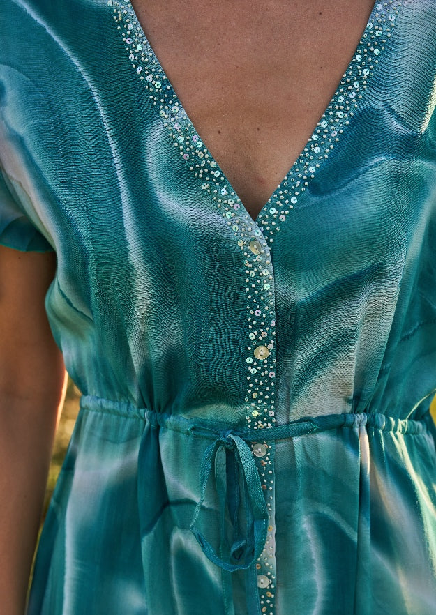 Edie Duster Dress // Es Canar Tie Dye - Green